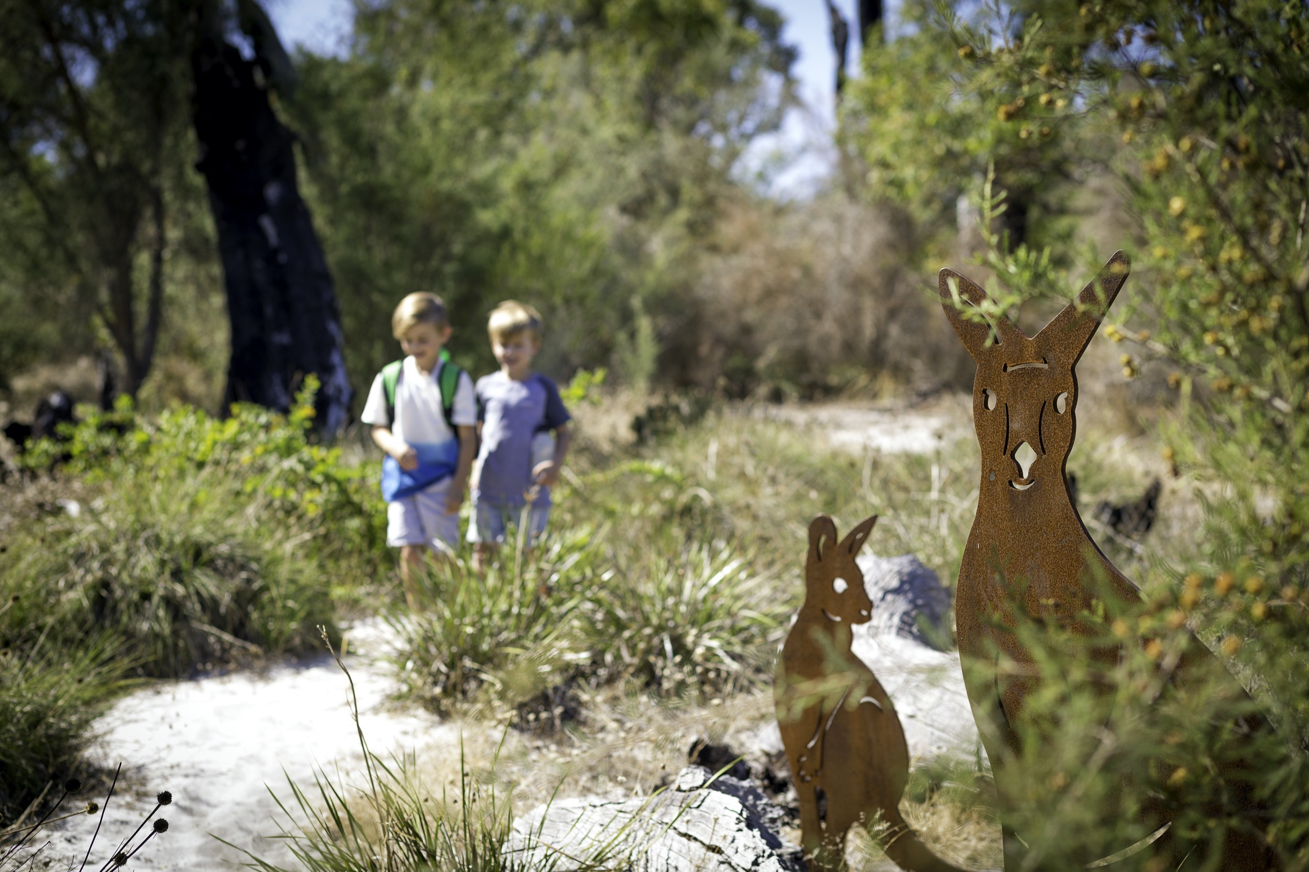 Children's Forest - Stage 10 - boys on kangaroo track }}