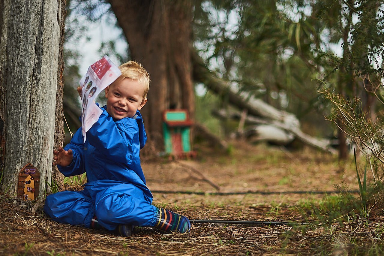 Whiteman Park Childrens Forest exploring fairy doors in winter WEB }}