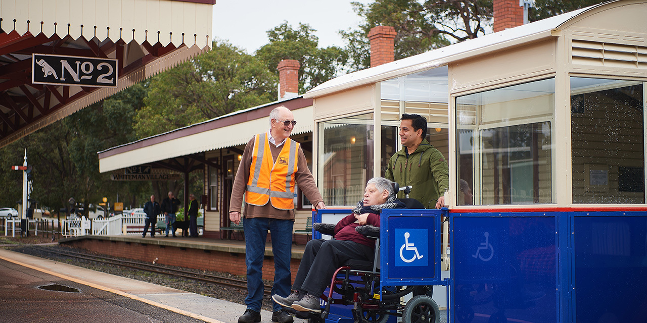2021 Bennett Brook Railway accessible train carriage }}