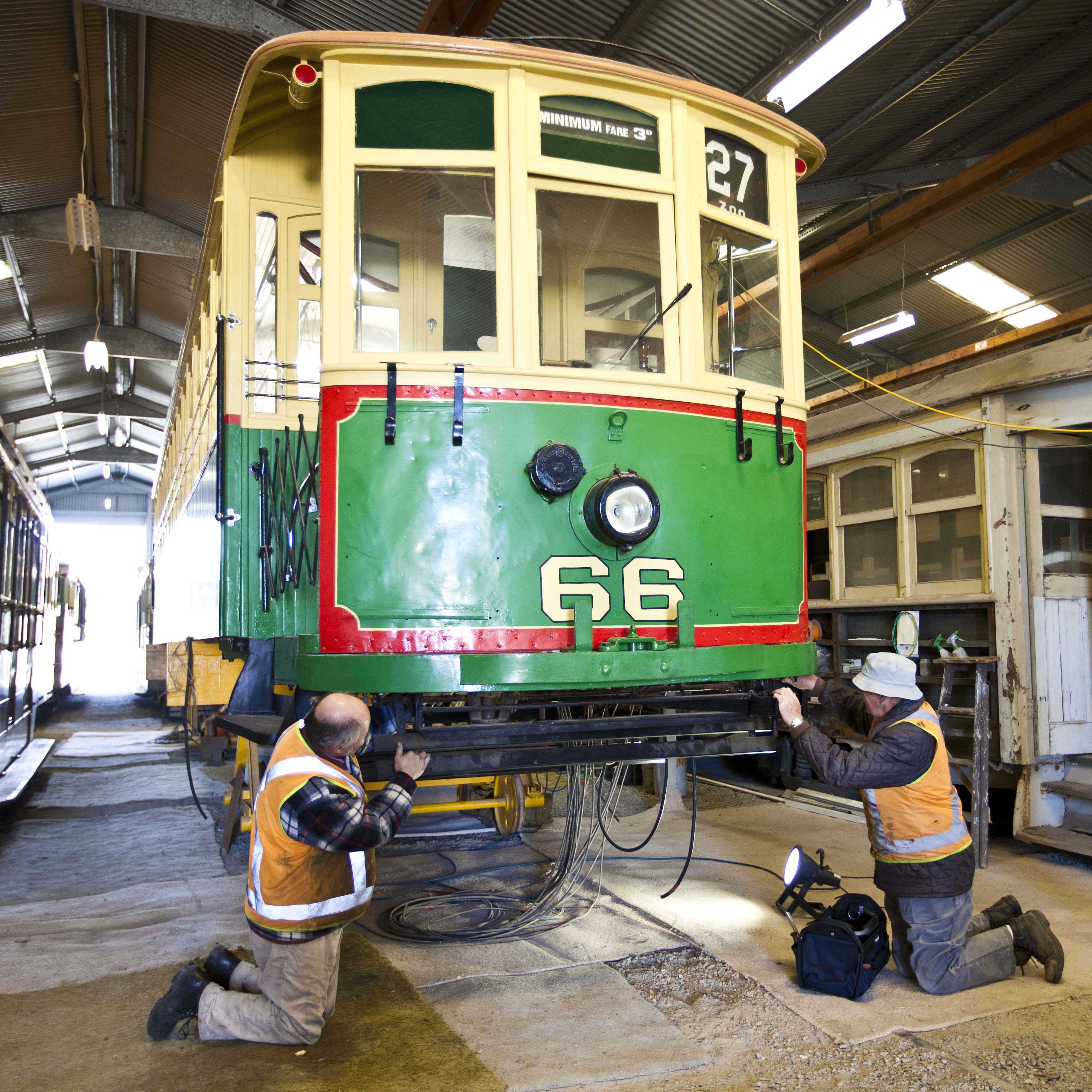 Perth Electric Tramway Society volunteers restore Perth 66 }}