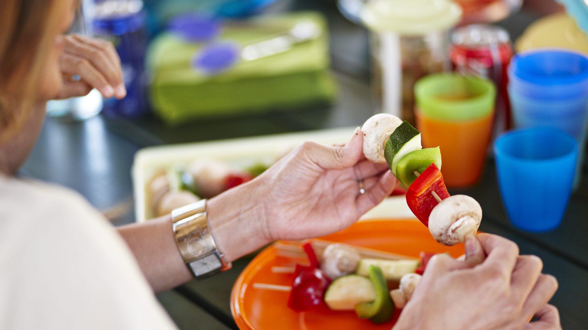 Family picnic at Whiteman Park veggie skewers }}