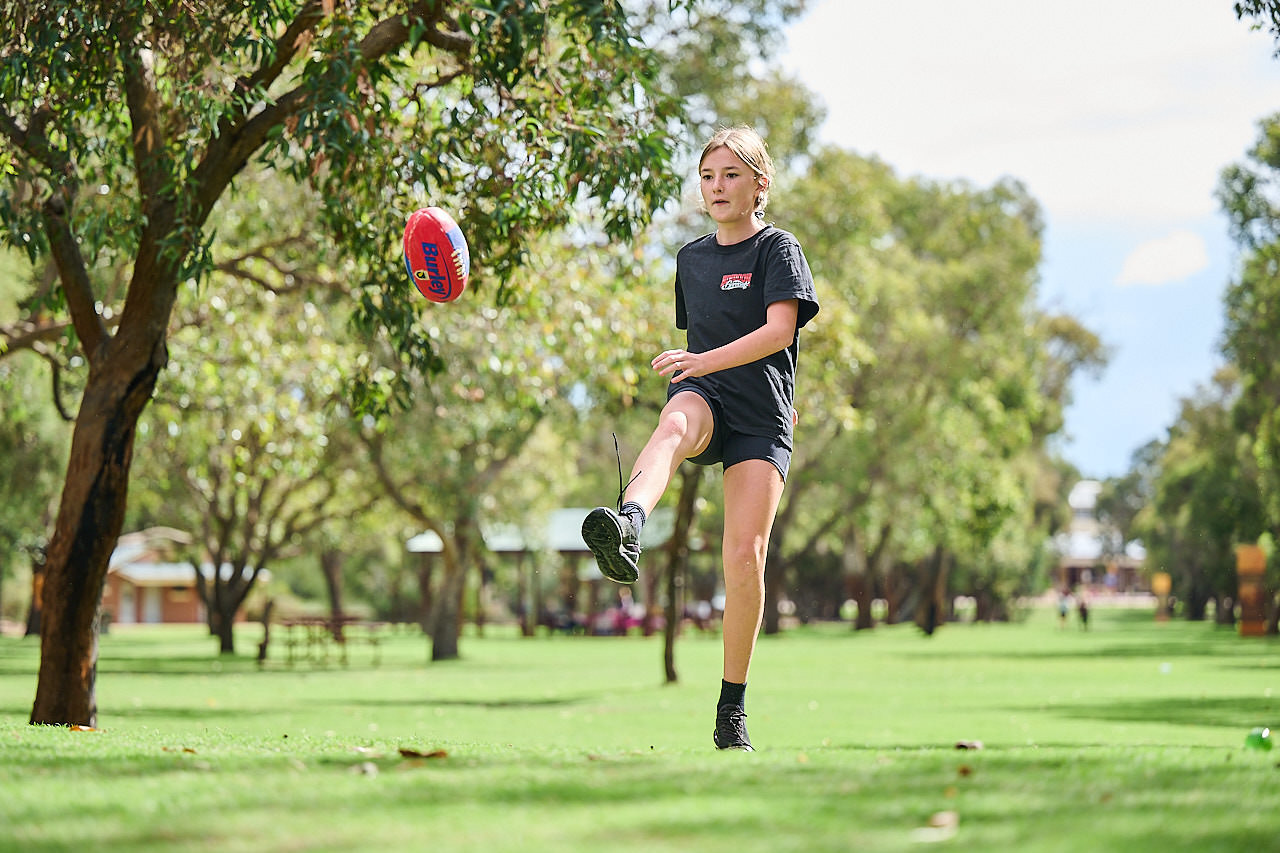Whiteman Park Exercise kick a football WEB }}